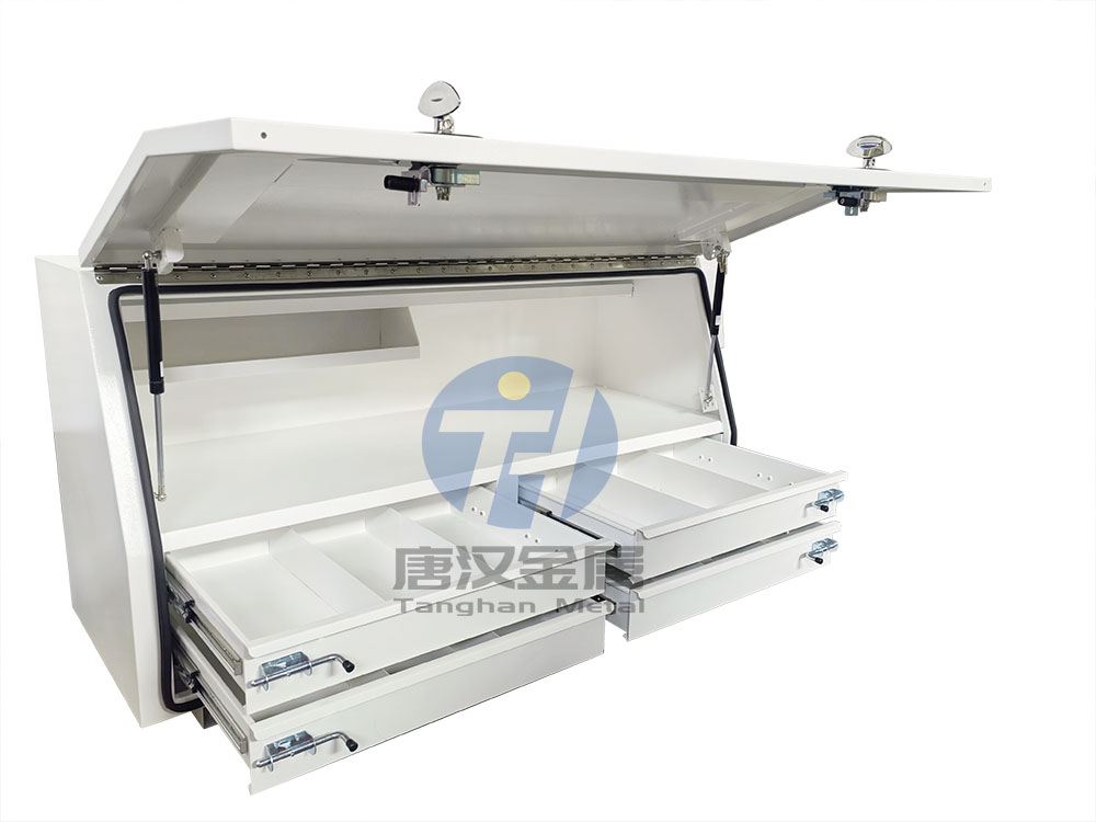 定制重型钢制采矿工具箱带4 抽屉现场盒白色